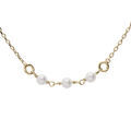 Colliers sur Artemare : Collier en argent et dorure jaune cha&icirc;ne avec perles blanches de synth&egrave;se 42+3cm
