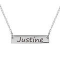 Collier en argent rhodi&eacute; cha&icirc;ne avec plaque horizontale &agrave; graver 39+5cm
