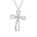 Collier en argent rhodi&eacute; cha&icirc;ne avec pendentif croix oxyde blanc serti 40+5cm