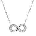 Collier en argent platin&eacute; cha&icirc;ne avec pendentif infini pr&eacute;nom &agrave; graver avec oxydes blancs sertis 42+3cm Artemare