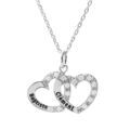 Collier en argent platin&eacute; cha&icirc;ne avec pendentif double coeur pr&eacute;nom &agrave; graver avec oxydes blancs sertis 42+3cm Artemare