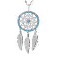 Colliers sur Artemare : Collier en argent rhodi&eacute; cha&icirc;ne avec pendentif attrape r&ecirc;ves et oxydes bleus 50+5cm