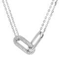 Collier en argent rhodi&eacute; avec deux &eacute;l&eacute;ments forme rectangle dont un pav&eacute; d'oxydes blancs sertis 40+5cm Artemare