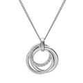 Collier en argent rhodi&eacute; cha&icirc;ne avec pendentif 3 cercles oxydes blancs sertis 41+5cm Artemare