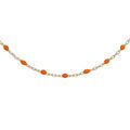 Collier en argent et dor&eacute; jaune cha&icirc;ne avec perles oranges fluo 40+5cm Artemare