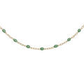 Collier en argent et dorure jaune cha&icirc;ne avec perles vert fluo 40+5cm Artemare