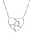 Collier en argent rhodi&eacute; cha&icirc;ne avec triple coeur et oxydes blancs sertis 40+5cm