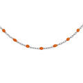 Sautoir en argent rhodi&eacute; avec perles orange fluo 60+10cm Artemare
