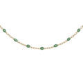 Colliers sur Artemare : Sautoir en argent et dorure jaune avec olives couleur vert fluo 60+10cm