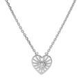Collier en argent rhodi&eacute; cha&icirc;ne avec pendentif coeur soleil oxyde blanc serti 38+4cm Artemare