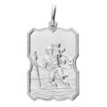 Pendentifs sur Artemare : Pendentif en argent rhodi&eacute; massif Saint-Christophe rectangulaire