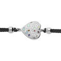 Bracelets sur Artemare : Bracelet Stella Mia en acier cordon bleu marine pastille coeur motif arbre de vie et nacre 16+3cm