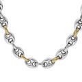 Collier en acier maille grain de caf&eacute; bomb&eacute;e bicolore largeur 8mm et longueur 54cm