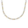 Collier en acier et PVD jaune maille altern&eacute;e bicolore 1+3 - largeur 7mm longueur 55cm