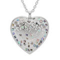 Collier Stella Mia en acier cha&icirc;ne avec pendentif coeur (32X30mm) motif arbre de vie couleur bleur avec nacre - 38+7cm Artemare