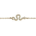 Bracelet en plaqu&eacute; or cha&icirc;ne avec serpent et oxydes blancs sertis 16+3cm