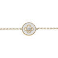 Bracelets sur Artemare : Bracelet en plaqu&eacute; or cha&icirc;ne avec pastille blanche motif croix et oxydes blancs sertis 16+2cm