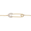 Bracelet en plaqu&eacute; or cha&icirc;ne avec &eacute;pingle &agrave; nourrice et oxydes blancs sertis 16,5+3cm