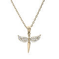 Colliers sur Artemare : Collier en plaqu&eacute; or cha&icirc;ne avec penden &eacute;p&eacute;e et aile d'ange 40+5cm