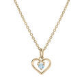 Collier en plaqu&eacute; or cha&icirc;ne avec pendentif coeur et oxyde bleu ciel 35+5cm