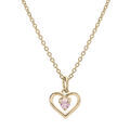 Collier en plaqu&eacute; or cha&icirc;ne avec pendentif coeur et oxyde rose 35+5cm Artemare