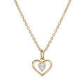 Collier en plaqu&eacute; or cha&icirc;ne avec pendentif coeur et oxyde blanc 35+5cm