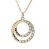 Collier en plaqu&eacute; or double cercle pr&eacute;noms &agrave; graver avec oxydes blancs sertis 42+3cm
