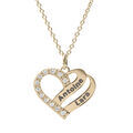 Collier en plaqu&eacute; or coeur pr&eacute;noms &agrave; graver avec oxydes blancs sertis 42+3cm Artemare