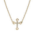 Colliers sur Artemare : Collier en plaqu&eacute; or cha&icirc;ne avec croix et oxydes blancs sertis 38+4cm