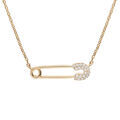 Collier en plaqu&eacute; or cha&icirc;ne avec &eacute;pingle &agrave; nourrice et oxydes blancs sertis 39,5+5 Artemare