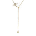 Colliers sur Artemare : Collier en plaqu&eacute; or forme Y &eacute;toile du nord et oxyde blancs sertis 31+5cm