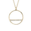 Collier en plaqu&eacute; or cha&icirc;ne avec pendentif cercle avec barrette d'oxydes blancs sertis 40+4cm