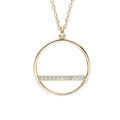 Colliers sur Artemare : Collier en plaqu&eacute; or cha&icirc;ne avec pendentif cercle avec barrette d'oxydes blancs sertis 40+4cm