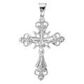 Pendentif en argent rhodi&eacute; croix stylis&eacute;e ajour&eacute;e