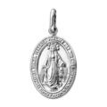 Pendentif en argent rhodi&eacute; ovale vierge Miraculeuse recto verso grand mod&egrave;le