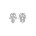 Boucles d'oreille en argent rhodi&eacute; main de Fatma et fermoir poussette