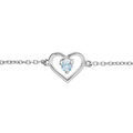 Bracelet en argent platin&eacute; cha&icirc;ne avec coeur oxyde bleu ciel 14+3cm Artemare