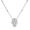 Colliers sur Artemare : Collier en argent rhodi&eacute; cha&icirc;ne avec fine boules et main de Fatma 38+5cm