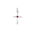 Pendentifs sur Artemare : Pendentif en argent rhodi&eacute; croix oxyde rouge