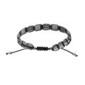 Bracelet en acier H&eacute;matite v&eacute;ritable motifs barre de bateau cordon noir coulissant