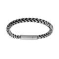 Bracelet en acier maille carr&eacute;e franco et fil noir 21cm Artemare