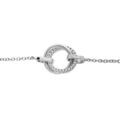 Bracelet en argent rhodi&eacute; cha&icirc;ne avec double cercle et oxydes blancs sertis 16+2cm