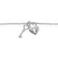Bracelets sur Artemare : Bracelet en argent rhodi&eacute; cha&icirc;ne avec clef et cadenas lisse 16+2cm