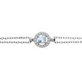 Bracelets sur Artemare : Bracelet en argent rhodi&eacute; double cha&icirc;ne avec Topaze bleu v&eacute;ritable et contour oxydes blancs sertis 16+3cm