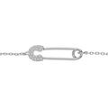 Bracelet en argent rhodi&eacute; cha&icirc;ne avec &eacute;pingle &agrave; nourrice oxydes blancs sertis 16,5+3cm Artemare