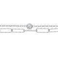 Bracelet en argent rhodi&eacute; double cha&icirc;ne mailles rectangulaires et maille fine 16+3cm