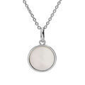 Colliers sur Artemare : Collier en argent rhodi&eacute; cha&icirc;ne avec pendentif rond Nacre blanche v&eacute;ritable 10mm 40+4cm