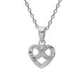 Collier en argent rhodi&eacute; cha&icirc;ne avec pendentif coeur et infini oxydes blancs sertis 40+5cm