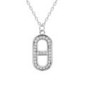 Colliers sur Artemare : Collier en argent rhodi&eacute; cha&icirc;ne avec pendentif maillon marine oxydes blancs sertis 43cm r&eacute;glable 41 et 39cm