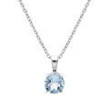 Collier en argent rhodi&eacute; cha&icirc;ne avec pendentif pierre v&eacute;ritable Topaze bleu 6,5mm 42+3cm